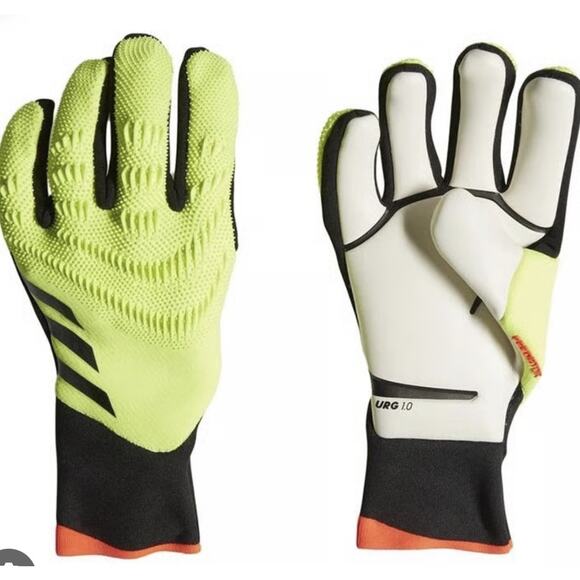 New Adidas Predator GL Pro PC Goalkeeper Gloves Yellow Black Mens Size 10 IQ4024 - Picture 2 of 4